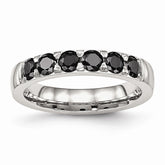 Stainless Steel Polished Wedding Band with Black CZ Modern Elegance by Sophia Jewelers